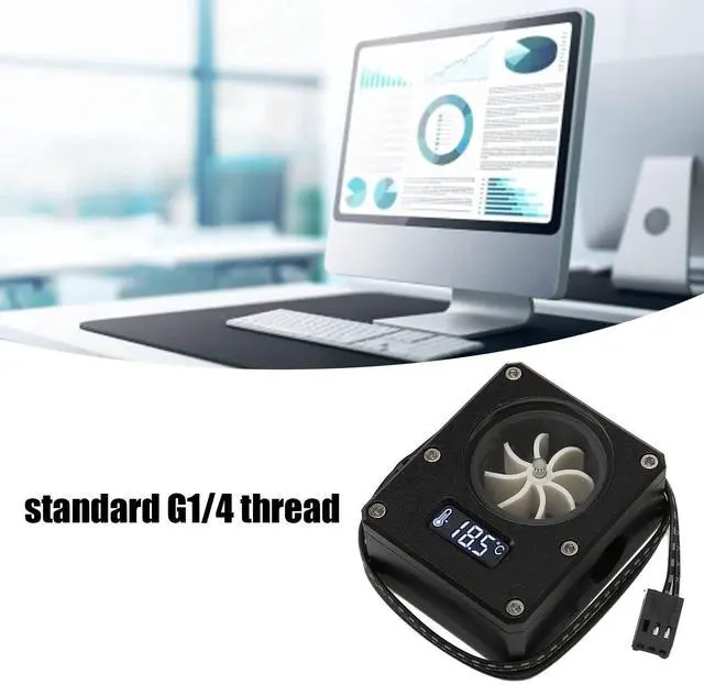 Alt view image 2 of 5 - SUNGOOYUE Temperature Monitoring for PC Water Cooling System, 12V Small 3pin Interface G1/4 Thread LCD Display for Most Computer Cooling Pipes or Connectors (Black)