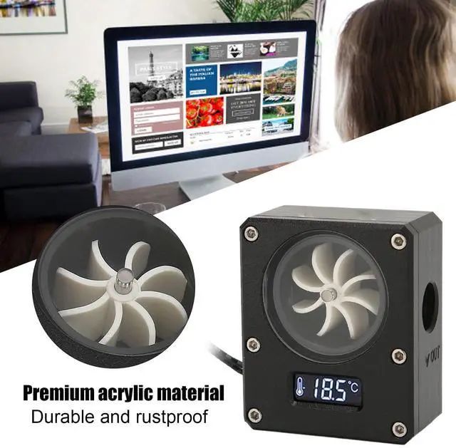 Alt view image 4 of 5 - SUNGOOYUE Temperature Monitoring for PC Water Cooling System, 12V Small 3pin Interface G1/4 Thread LCD Display for Most Computer Cooling Pipes or Connectors (Black)