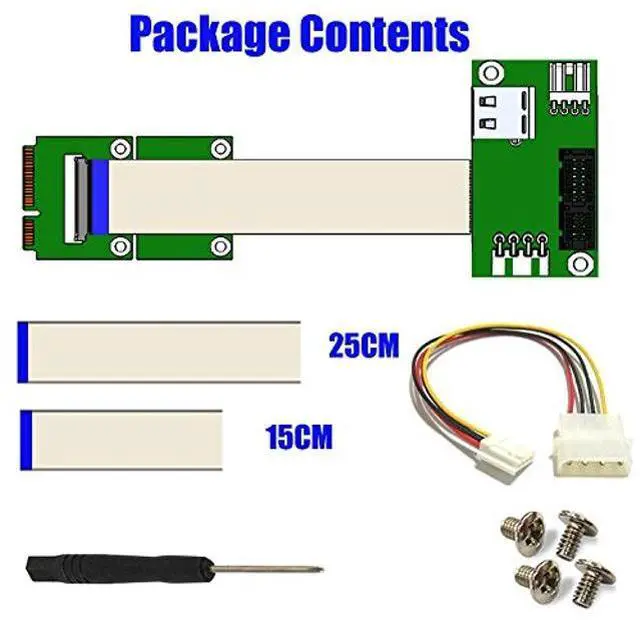 Alt view image 5 of 5 - Mini PCI-E to PCI-E Express 1X Extension Cord Adapter Card with USB Riser Card