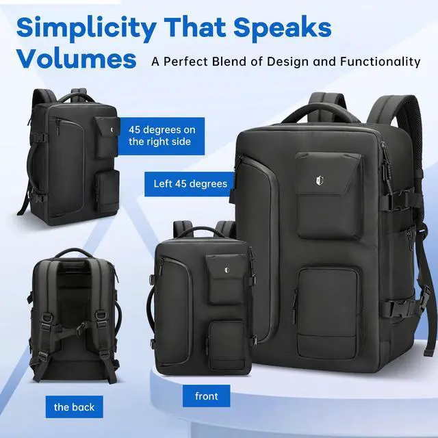Alt view image 3 of 5 - SWICKY Lightweight Travel Backpack for Laptops, Durable Carry-On Bag for Daily Use (Black)