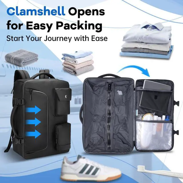 Alt view image 2 of 5 - SWICKY Lightweight Travel Backpack for Laptops, Durable Carry-On Bag for Daily Use (Black)