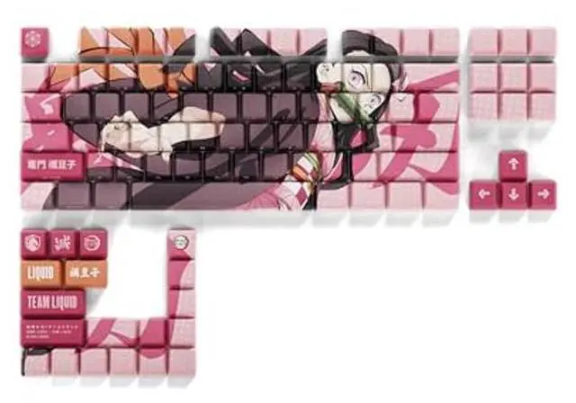 Alt view image 2 of 5 - Demon Slayer Kimetsu No Yaiba Nezuko Full Art PBT Dye Sublimation Keycaps for Mechanical Gaming Keyboards, Cherry MX Switches, Custom Side Print, ANSI ISO Support, US Layout - Officially Licensed