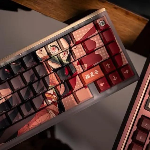 Alt view image 3 of 5 - Demon Slayer Kimetsu No Yaiba Nezuko Full Art PBT Dye Sublimation Keycaps for Mechanical Gaming Keyboards, Cherry MX Switches, Custom Side Print, ANSI ISO Support, US Layout - Officially Licensed