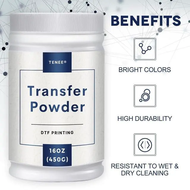 Alt view image 3 of 5 - DTF Powder 450g/16oz White DTF Powder Adhesive, Upgrade DTF Transfer Powder with Super Adhesion, Waterproof and Durability for All Fabric.