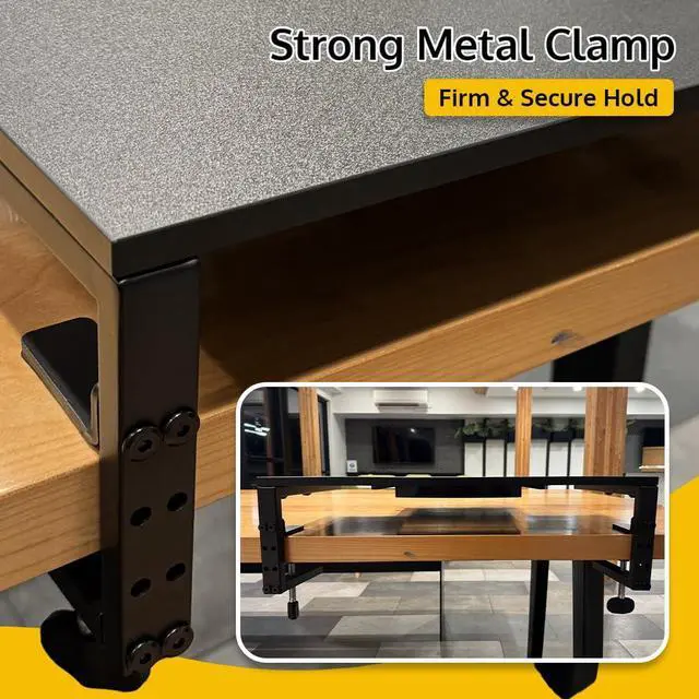 Alt view image 4 of 5 - ThriveHive Clamp on Desk Shelf Monitor Rise Laptop Stand - Black