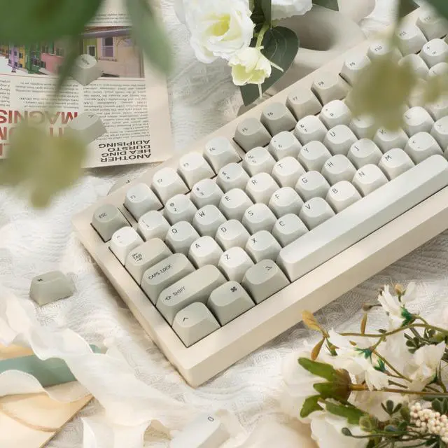 Alt view image 4 of 5 - TIMSEKER 119 Keys Retro Minimalist Keycap, PBT MA Profile Keycap Set, Retro White and Grey Keyboard Key Cap, Dye Sublimation Mac Style Custom Key Cap for ANSI/ISO Layout Mechanical Keyboard