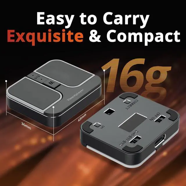 Alt view image 3 of 5 - TIMEXPLAYER Mini Square Mouse - 2.4GHz Wireless, Dual Bluetooth Connection, Compatible with All Major Operating Systems - High Precision Sensor, Customizable Multi-Function Buttons, Ideal for Office