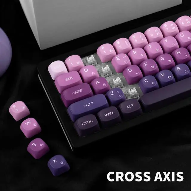 Alt view image 3 of 5 - TIMSEKER PBT Japanese Keycaps MOA Profile Keycaps Cute, 124 Keys Gradient Purple Custom Keycaps, Five Side Dye Sublimation Keyboard Keycaps Set for Cherry Gateron MX Switches Mechanical Keyboard