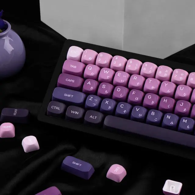 Alt view image 4 of 5 - TIMSEKER PBT Japanese Keycaps MOA Profile Keycaps Cute, 124 Keys Gradient Purple Custom Keycaps, Five Side Dye Sublimation Keyboard Keycaps Set for Cherry Gateron MX Switches Mechanical Keyboard