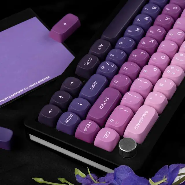 Alt view image 5 of 5 - TIMSEKER PBT Japanese Keycaps MOA Profile Keycaps Cute, 124 Keys Gradient Purple Custom Keycaps, Five Side Dye Sublimation Keyboard Keycaps Set for Cherry Gateron MX Switches Mechanical Keyboard
