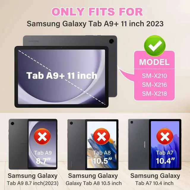 Alt view image 2 of 5 - TOMORRY Case for Samsung Galaxy Tab A9+/ A9 Plus 11 inch 2023 with Tempered Glass Screen Protector, Unicorn Stand Shoulder Strap, Shockproof Tablet Case Kids Girls (Purple)