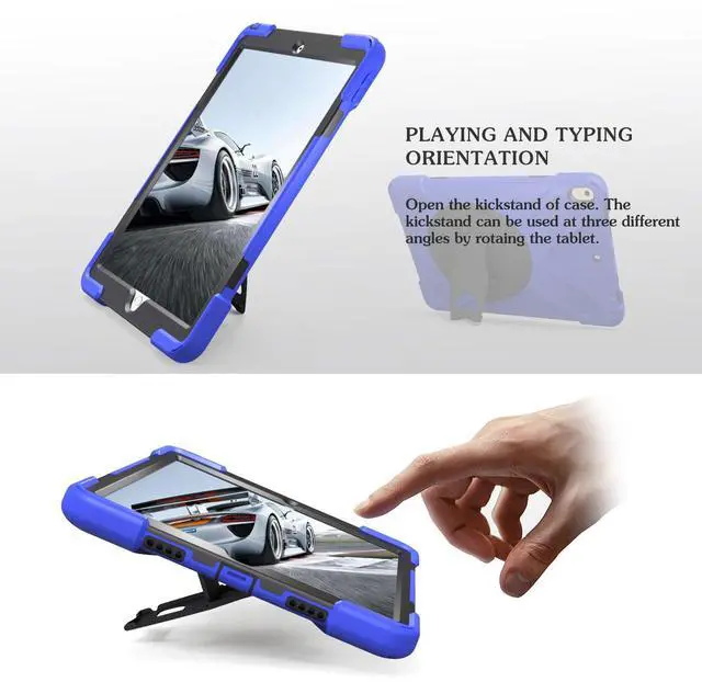 Alt view image 4 of 5 - iPad Air 1 Case for Kids 2013, TSQ Case for iPad Air 1st Generation 9.7 Inch Full Body Rugged Hybrid Rubber Protective Cover w/Swivel Stand Hand Grip Shoulder Strap for iPad Air 1st Gen Blue