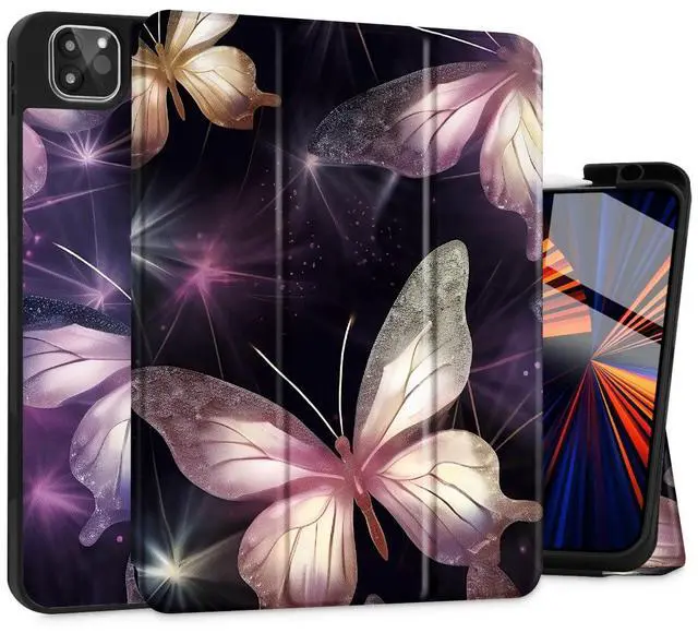 Main image of Tuiklol for iPad Pro 13 inch 2025 2024 Release M5/M4 Chip - Built in Pencil Holder Ultra Retina Slim Protective Stand Back Cover with Smart Trifold Stand Auto Wake/Sleep, Butterfly