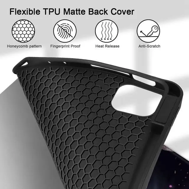 Alt view image 4 of 5 - Tuiklol for iPad Pro 13 inch 2025 2024 Release M5/M4 Chip - Built in Pencil Holder Ultra Retina Slim Protective Stand Back Cover with Smart Trifold Stand Auto Wake/Sleep, Butterfly