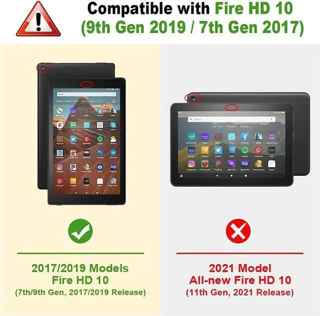 Alt view image 2 of 5 - Case for Kindle Fire HD 10 Tablet 10.1" (6th/7th/8th9/th Generation, 2016/2017/2018/2019), PU Leather Flip Case with Elastic Band & Card Slots/Holder, Multi-Angle Stand Cover - Colorful Butterfly