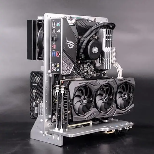 Alt view image 2 of 5 - PC Case Test Bench Computer Chassis Aluminum Open Air Compatible ATX MATX ITX Motherboard Computer Cooling Vertical Personalized Chassis Silver