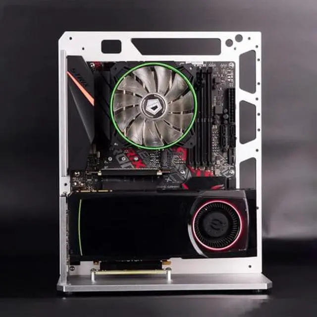 Alt view image 3 of 5 - PC Case Test Bench Computer Chassis Aluminum Open Air Compatible ATX MATX ITX Motherboard Computer Cooling Vertical Personalized Chassis Silver