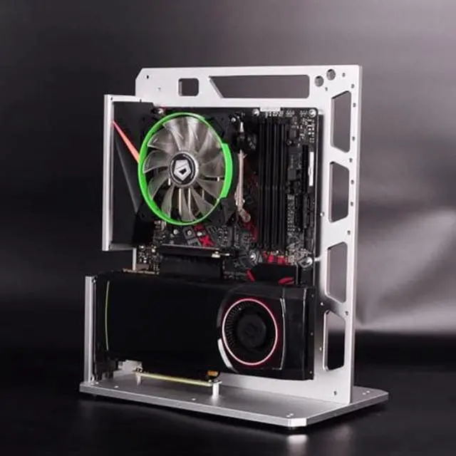 Alt view image 5 of 5 - PC Case Test Bench Computer Chassis Aluminum Open Air Compatible ATX MATX ITX Motherboard Computer Cooling Vertical Personalized Chassis Silver