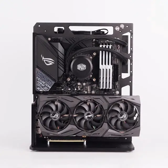 Alt view image 2 of 5 - PC Case Test Bench Computer Chassis Aluminum Open Air Compatible ATX MATX ITX Motherboard Computer Cooling Vertical Personalized Chassis Black