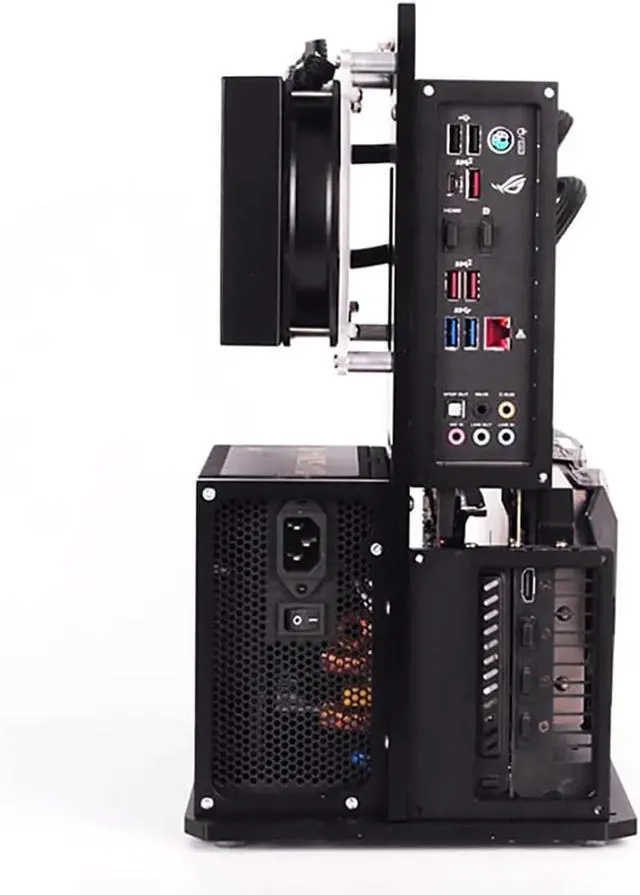 Alt view image 4 of 5 - PC Case Test Bench Computer Chassis Aluminum Open Air Compatible ATX MATX ITX Motherboard Computer Cooling Vertical Personalized Chassis Black