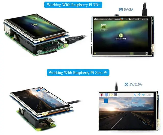Alt view image 4 of 5 - UeeKKoo 3.5inch Touch Screen Compatible with Raspberry Pi 5/Pi 4B/3B+/3B/Zero/Pi Zero 2W/Zero W/Zero WH/CM5/CM4, 480x320 IPS Display, 160deg Viewing Angle, SPI Touch Port
