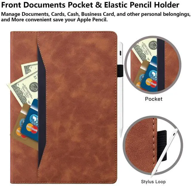 Alt view image 3 of 5 - UUcovers Kindle Fire HD 10 Case 11th Generation (2021 Release) and Fire HD 10 Plus 10.1" with Stand Pencil Holder Document Card Pocket [Auto Sleep/Wake] Business Smart PU Leather Folio Cover, Brown