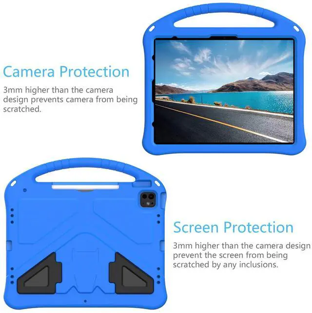 Alt view image 3 of 5 - UUcovers Kids Case for Apple iPad Air 13 inch M3/M2 (2025/2024), Stand Protective Cover with Pencil Holder/Handle Kickstand/Lightweight Soft EVA Foam Shockproof Cover for iPad Air 13 Tablet, Blue