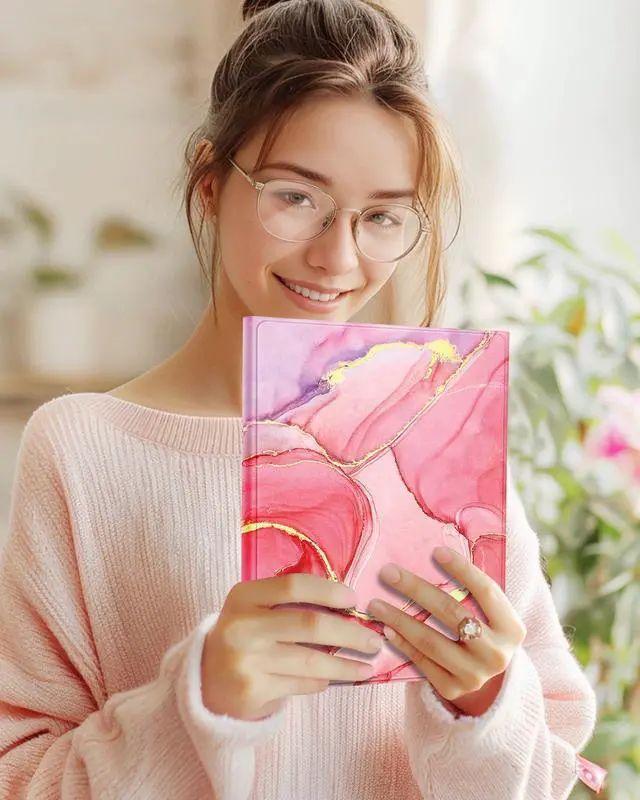 Alt view image 3 of 5 - Uppuppy for iPad Air 11 inch Case 2024 - Air 5th/4th Generation 10.9, Pro 11 Case with Keyboard Pencil Holder Tablet Cover Folio Women Girls Cute Marble Aesthetic for iPad Air 11 2024 (M2), Pro 11