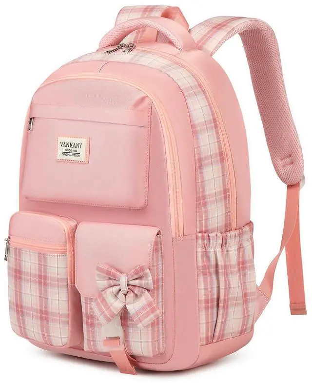 Main image of VANKANY School Backpack for Girls, Cute Women Bookbag with Laptop Compartment for Teens College Student Mochilas Escolares para Ninas (Pink)