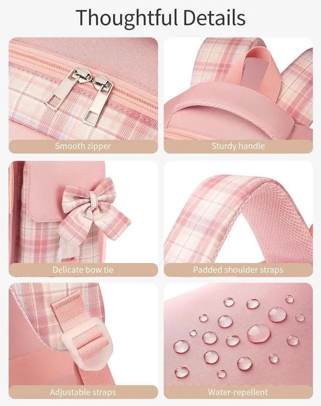 Alt view image 4 of 5 - VANKANY School Backpack for Girls, Cute Women Bookbag with Laptop Compartment for Teens College Student Mochilas Escolares para Ninas (Pink)