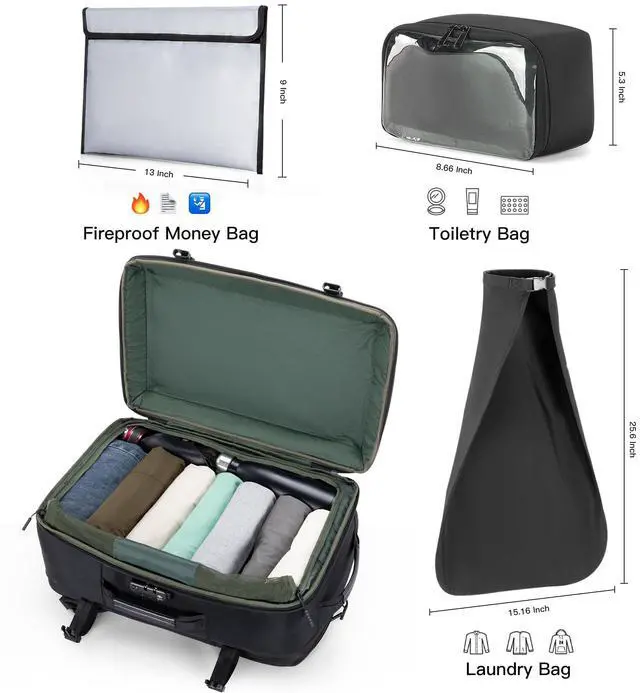 Alt view image 4 of 5 - VGOAL Carry on Backpack, 40L Expandable Travel Weekender Overnight Luggage Bag Extra Large Backpack Fit up to 17.3" Laptop