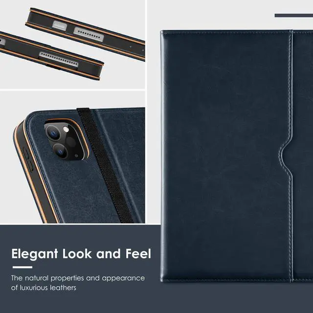 Alt view image 5 of 5 - VIKESI Case for iPad Air 13 inch (M3) 2025 / (M2) 2024,Premium Leather Folio,Apple Pencil Holder,Auto Sleep/Wake,Stand Cover - Blue