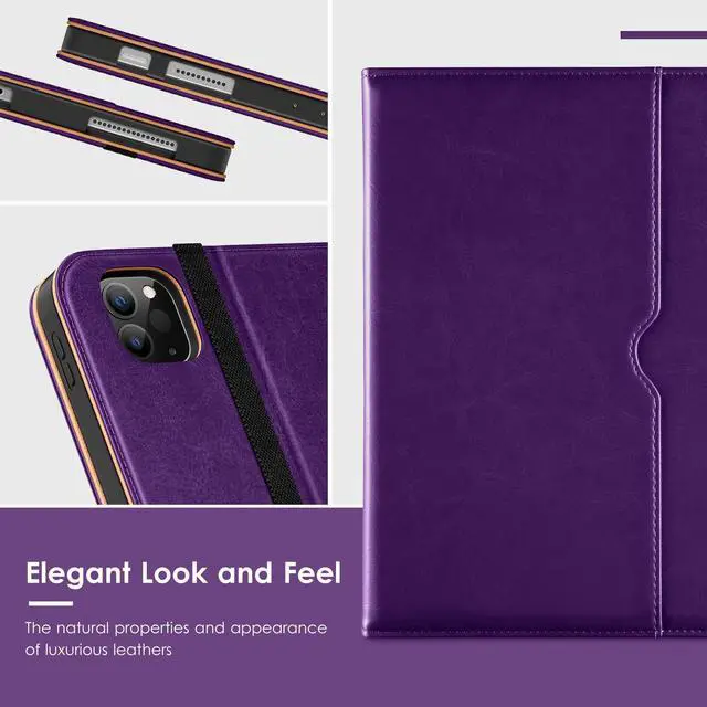 Alt view image 5 of 5 - VIKESI Case for iPad Air 13 inch (M3) 2025 / (M2) 2024,Premium Leather Folio,Apple Pencil Holder,Auto Sleep/Wake,Stand Cover - Dark Purple