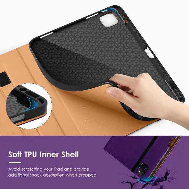 Alt view image 3 of 5 - VIKESI Case for iPad Air 13 inch (M3) 2025 / (M2) 2024,Premium Leather Folio,Apple Pencil Holder,Auto Sleep/Wake,Stand Cover - Dark Purple