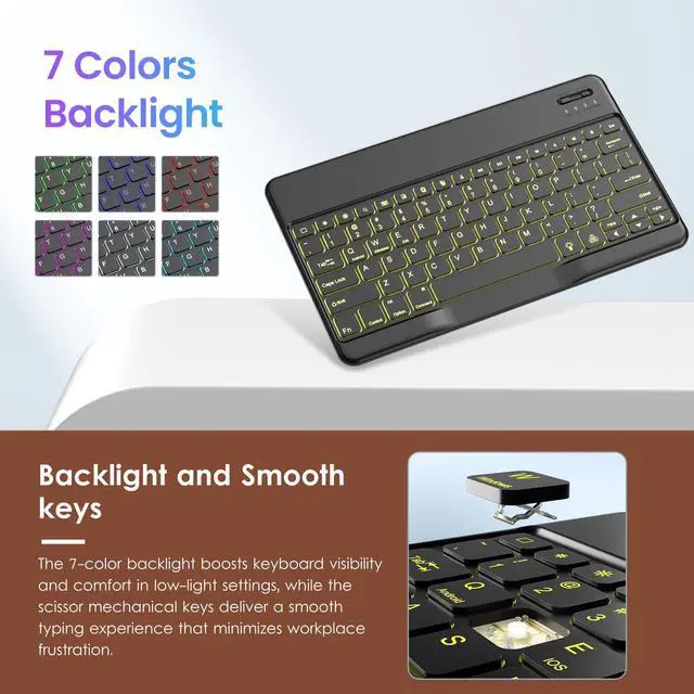 Alt view image 3 of 5 - VIKESI Keyboard Case for iPad Pro 13-inch M4 Released in 2024, Premium Leather Smart Cover, Built-in Breathing Light, Function Row, Pencil Holder, Card Slots - Brown