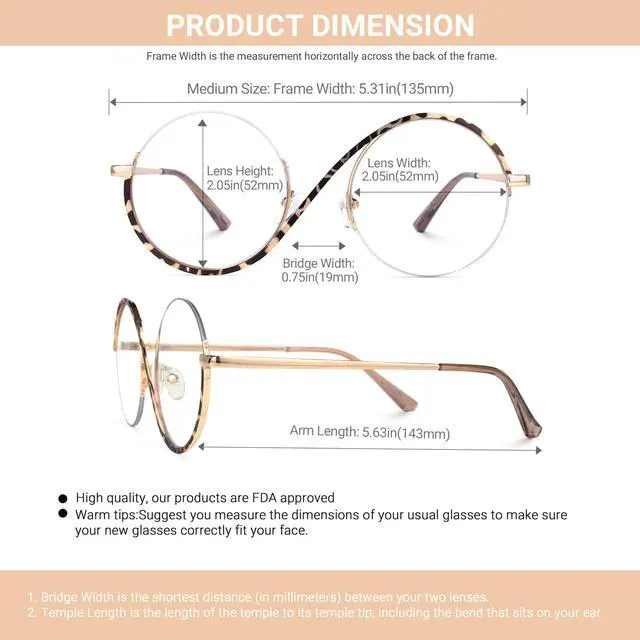 Alt view image 5 of 5 - VOOGLAM Blue Light Glasses for Women Tortoise Round Anti Eyestrain Dry Eyes Computer Phone TV Eyeglasses Manley GOM171265-04