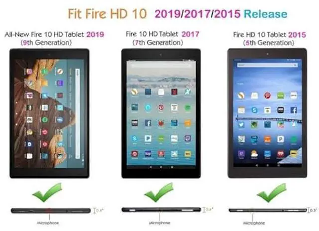 Alt view image 2 of 5 - VODEFOX for Kindle Fire HD 10 Case 9th/7th/5th Generation 10.1 Inch (2019/2017/2015),Embossed Lace Flower PU Leather Folio Wallet Shockproof Cover with Pen Holder Elastic Band 10.1" - Purple