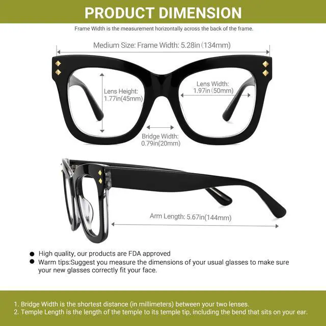 Alt view image 5 of 5 - VOOGLAM Square Blue Light Glasses for Women Anti Eyestrain Dry Eyes Computer Phone TV Eyewear Black Faustyna GJGA282042-01