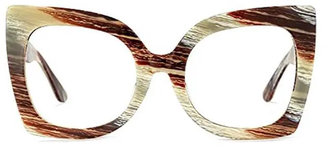 Alt view image 2 of 5 - Voogueme Oversize Square Frame Blue Light Glasses for Wome Block UV Anti Eyestrain Eyewear Adrian GWA000487-03, Brown, Large