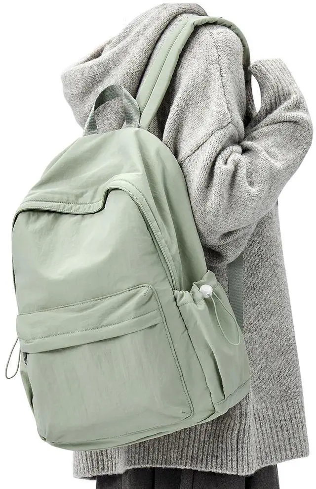 Main image of WEPOET Simple School Backpack For Women Men Aesthetic Medium Backpack Lightweight Casual Daypack College Backpacks Cute Bookbag for Teens Girls Boys Basic Bagpack(Green)