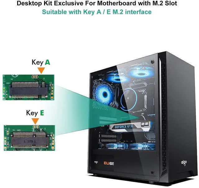Alt view image 2 of 5 - AX210 WiFi 6E Desktop Kit, Expand to Tri-Band 6GHz/5GHz/2.4GHz M.2 NGFF Wireless Bluetooth 5.2 Card Support Windows 10 11, 64 bit Desktop PC, Includes Ipex Cable, 5dBi Antennas and Brackets