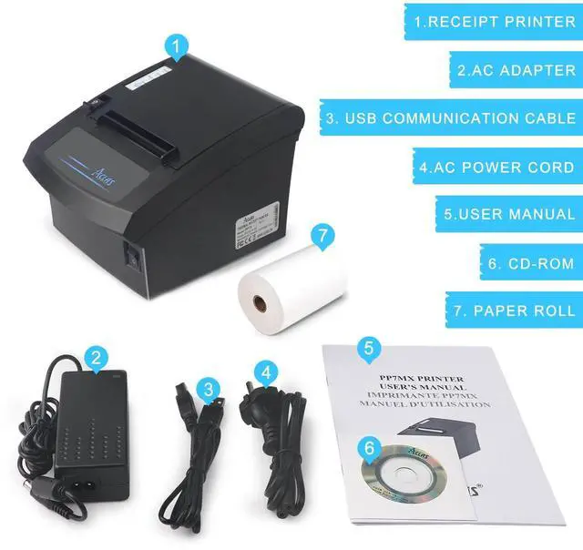 Alt view image 5 of 5 - Aclas 3'1/8 Thermal Receipt Printer 80mm w/Auto Cutter Cash Drawer ESC/POS Windows for Bill POS Receipt Printers (10 inches/sec, USB + Ethernet Serial Port)
