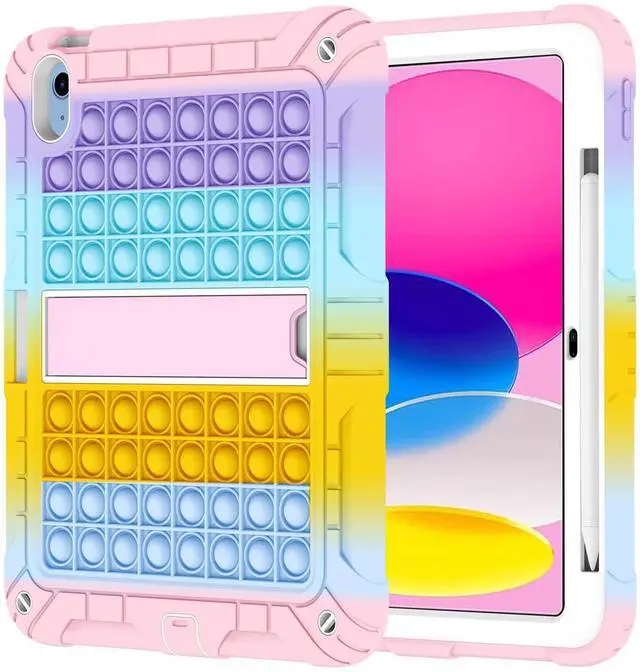 Main image of XZC Case for iPad (A16) 11th Generation 11 Inch 2025/ iPad 10th Generation 10.9 Inch 2022, Heavy Duty Shockproof Rugged Protective Case with Pencil Holder and Strap (Rainbow 1)