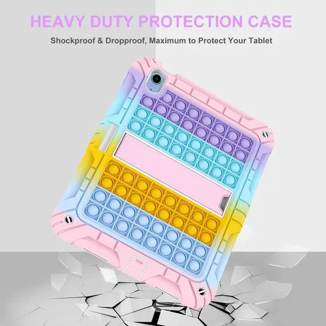 Alt view image 4 of 5 - XZC Case for iPad (A16) 11th Generation 11 Inch 2025/ iPad 10th Generation 10.9 Inch 2022, Heavy Duty Shockproof Rugged Protective Case with Pencil Holder and Strap (Rainbow 1)