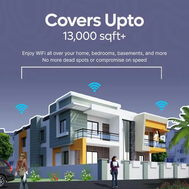 Alt view image 5 of 5 - 2025 AX1500 Wifi 6 Extender Signal Booster - 13,000 Sq.Ft Coverage, Dual-Band 5.8GHZ & 2.4GHZ | 1500mbps Speed Long Range Wi Fi Extender with Ethernet Port & Cable | 100+ Devices | No Lag & Dead Zone