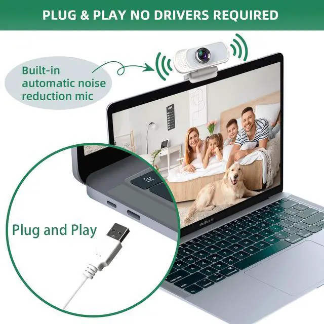 Alt view image 4 of 5 - XPCAM Full HD 1080P Webcam with Privacy Shutter and Tripod, Pro Streaming Web Camera with Microphone, Widescreen USB Computer Camera for Laptop Desktop