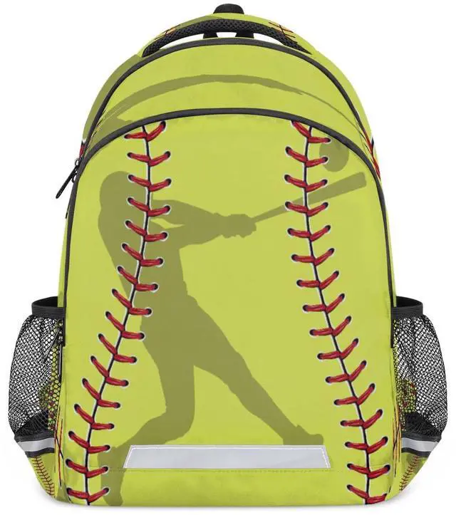 Main image of Yellow Baseball Sport Softball Backpack School Bookbag Laptop Purse Casual Daypack for Teen Girls Women Boys Men College Travel