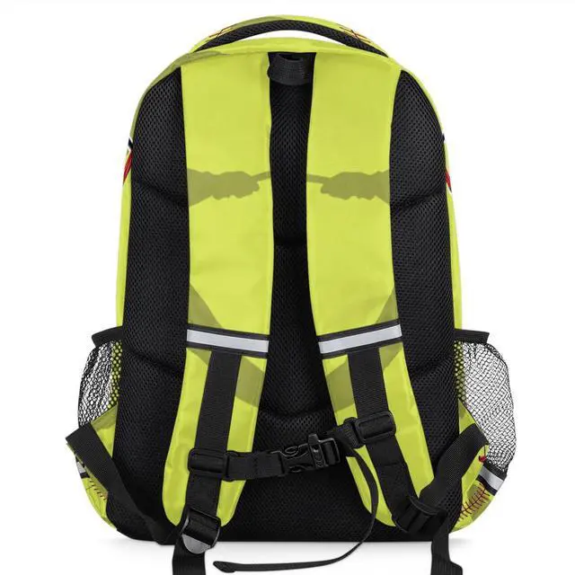 Alt view image 3 of 5 - Yellow Baseball Sport Softball Backpack School Bookbag Laptop Purse Casual Daypack for Teen Girls Women Boys Men College Travel