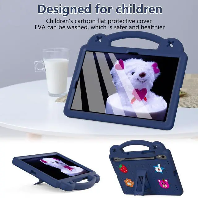 Alt view image 3 of 5 - YRH for Samsung Galaxy Tab S9 FE Case, for Galaxy S10 FE Case, 10.9-inch, Kids EVA Shockproof Tablet Cover with Stand Handle Dolls, Darkblue