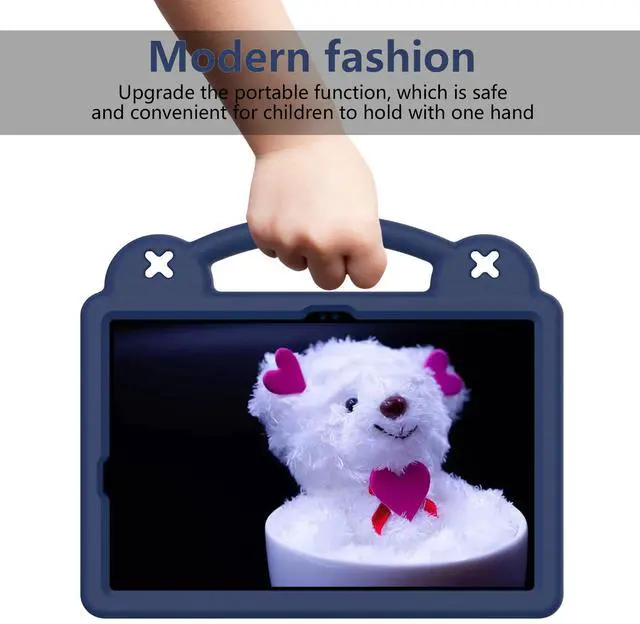 Alt view image 4 of 5 - YRH for Samsung Galaxy Tab S9 FE Case, for Galaxy S10 FE Case, 10.9-inch, Kids EVA Shockproof Tablet Cover with Stand Handle Dolls, Darkblue